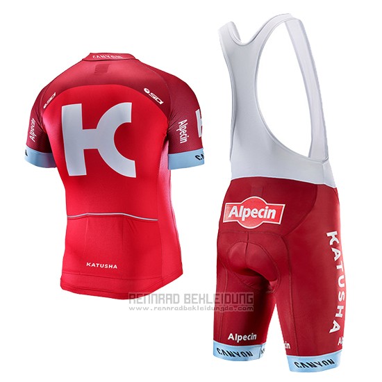 2017 Fahrradbekleidung Katusha Alpecin Rot Trikot Kurzarm und Tragerhose